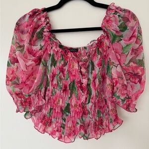 Floral Pink Chiffon Blouse